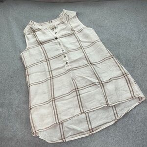 Christian Siriano Beige Plaid Tunic Top